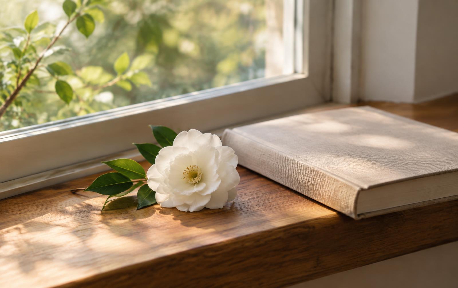A white flower in soft window light
